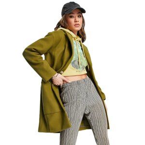Topshop Womens 4 Oversized Formal Coat Olive